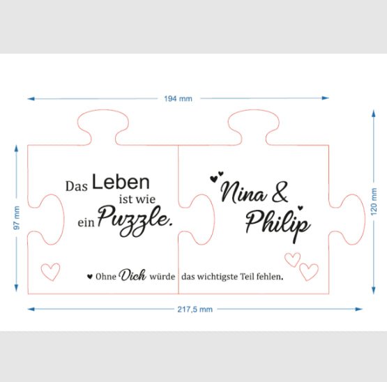 Holz - Puzzleteile mit Gravur - Orben Fix