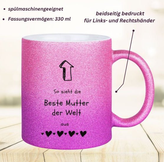 Glitzertasse mit Farbverlauf Pink~Lila - Orben Fix